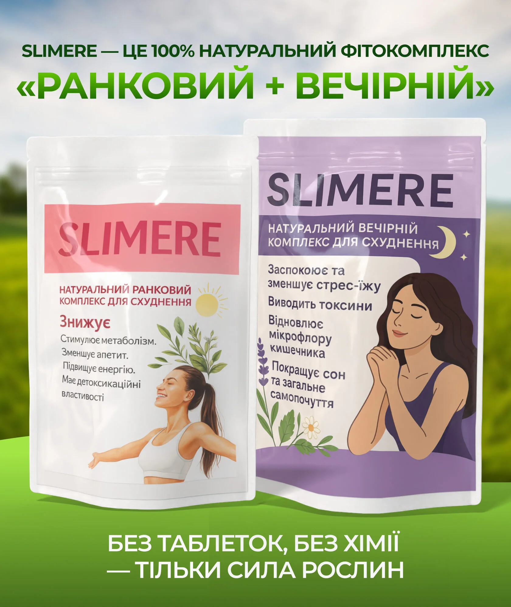 Натуральний фітокомплекс для схуднення SLIMERE (Ранковий + Вечірній збір) — фото 1